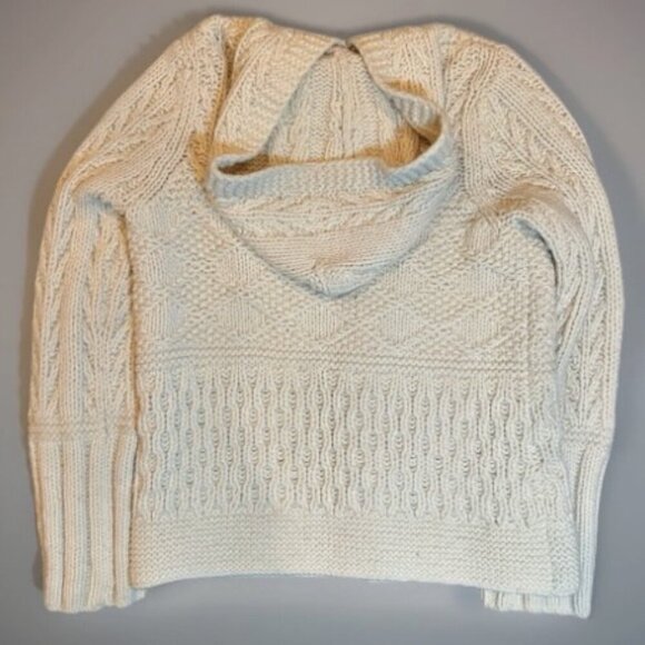 American Eagle Lambswool Cardigan Hooded Hand Knit Sweater Women's Size Large - Picture 2 of 14